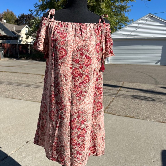 Madewell Dresses & Skirts - Madewell Paisley Print Off‎ The Shoulder Dress Bohemian Chic Tassel M